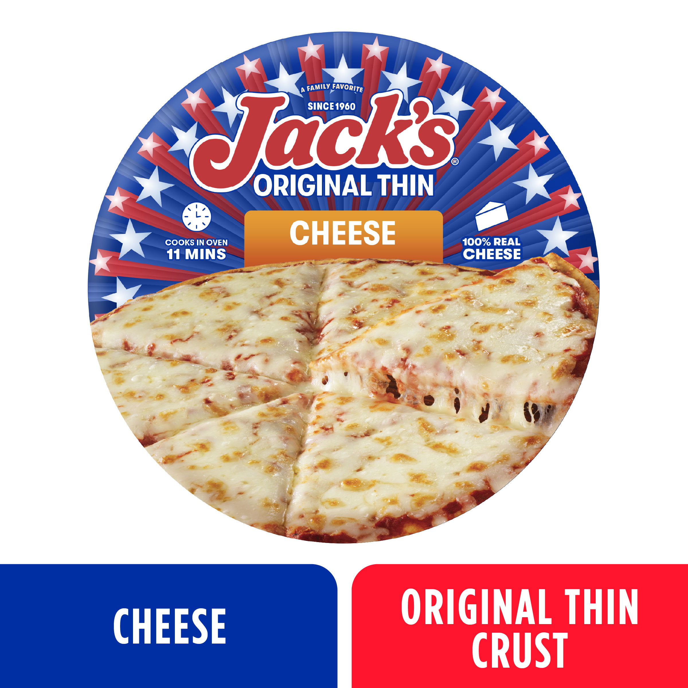 Jack's Cheese Pizza, Thin Crust Frozen Pizza for Grilling, Summer