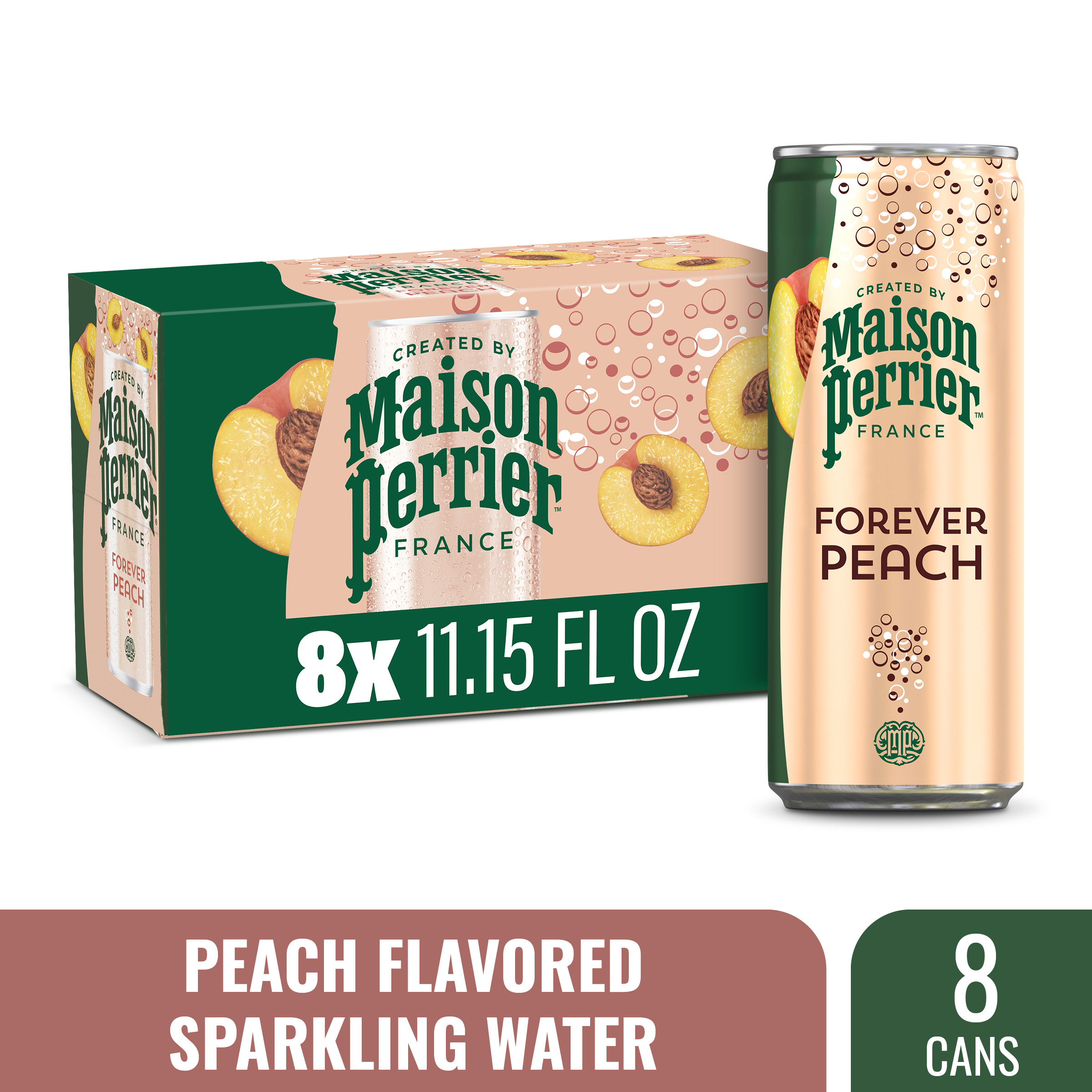 Maison Perrier Forever Peach Flavored Sparkling Water, 11.15 FL OZ