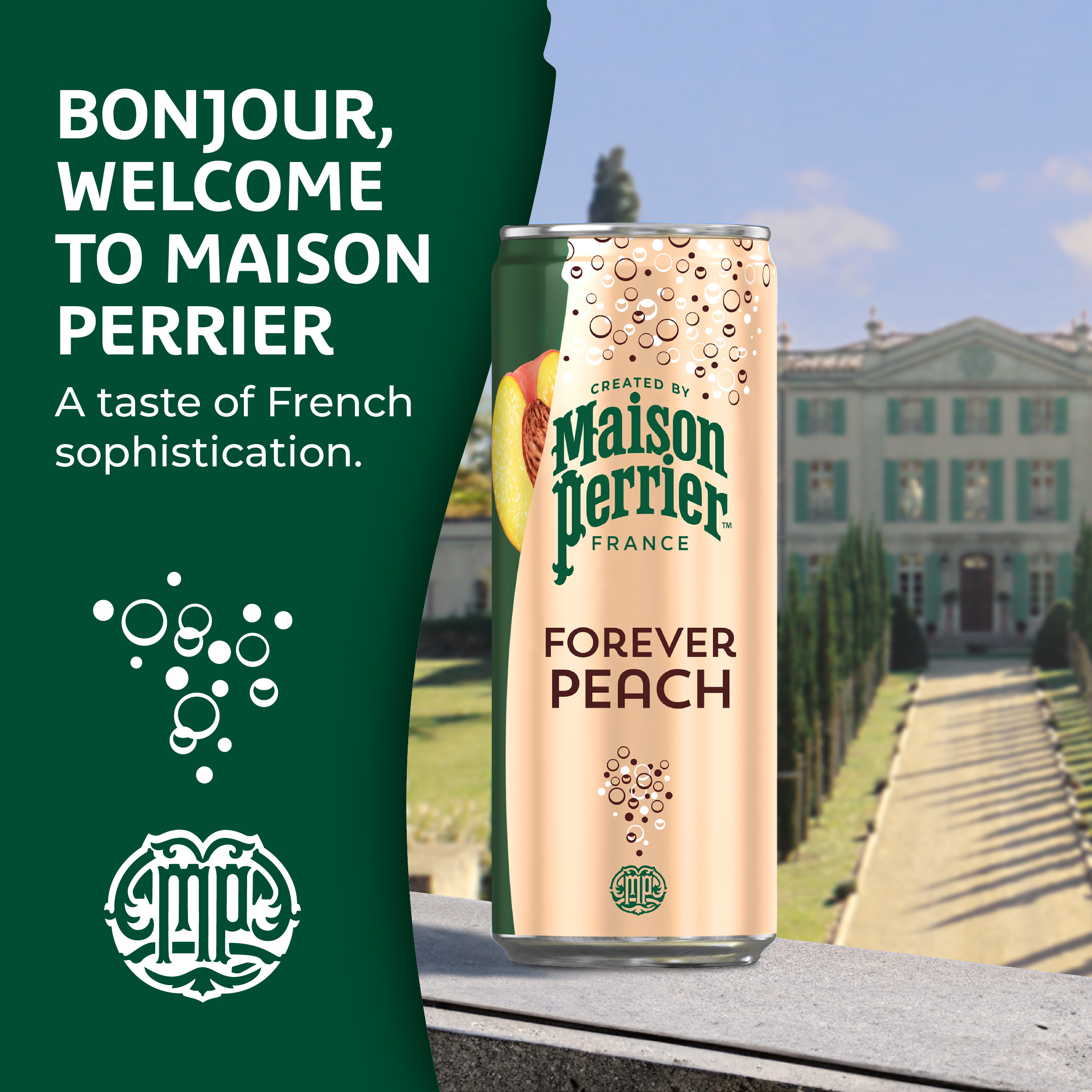 Maison Perrier Forever Peach Flavored Sparkling Water, 11.15 FL OZ
