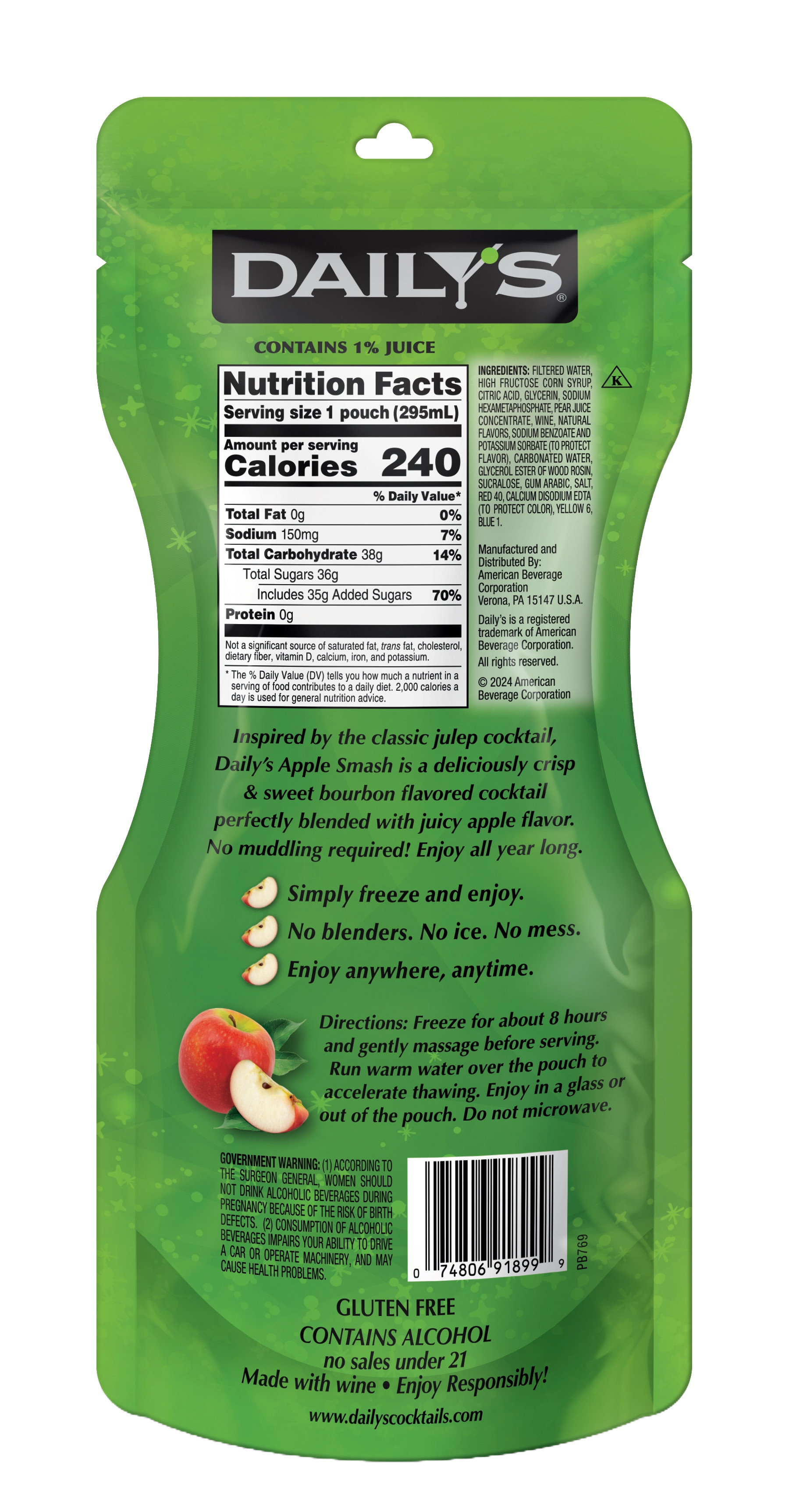 Daily's Apple Smash Ready to Drink Frozen Cocktail, 10 FL OZ