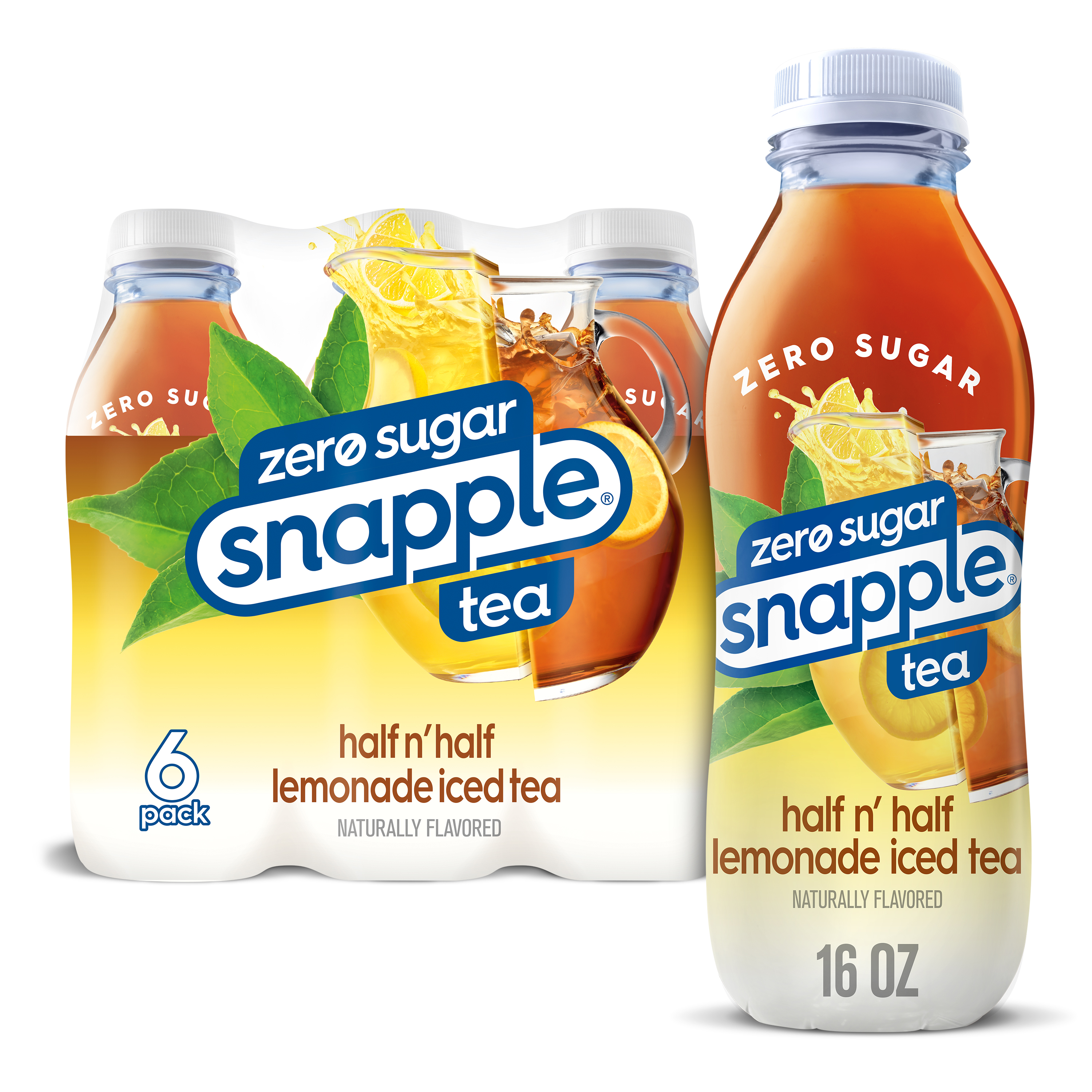 Snapple Zero Sugar Half 'n Half Tea, 16 fl oz recycled plastic