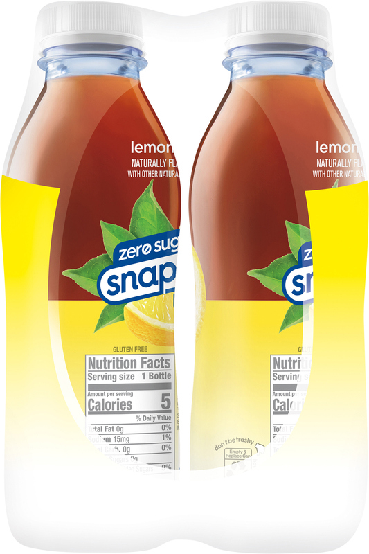 Snapple Zero Sugar Lemon Tea, 16 fl oz recycled plastic bottle, 6