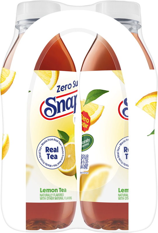 Snapple Zero Sugar Lemon Tea, 16 fl oz recycled plastic bottle, 6
