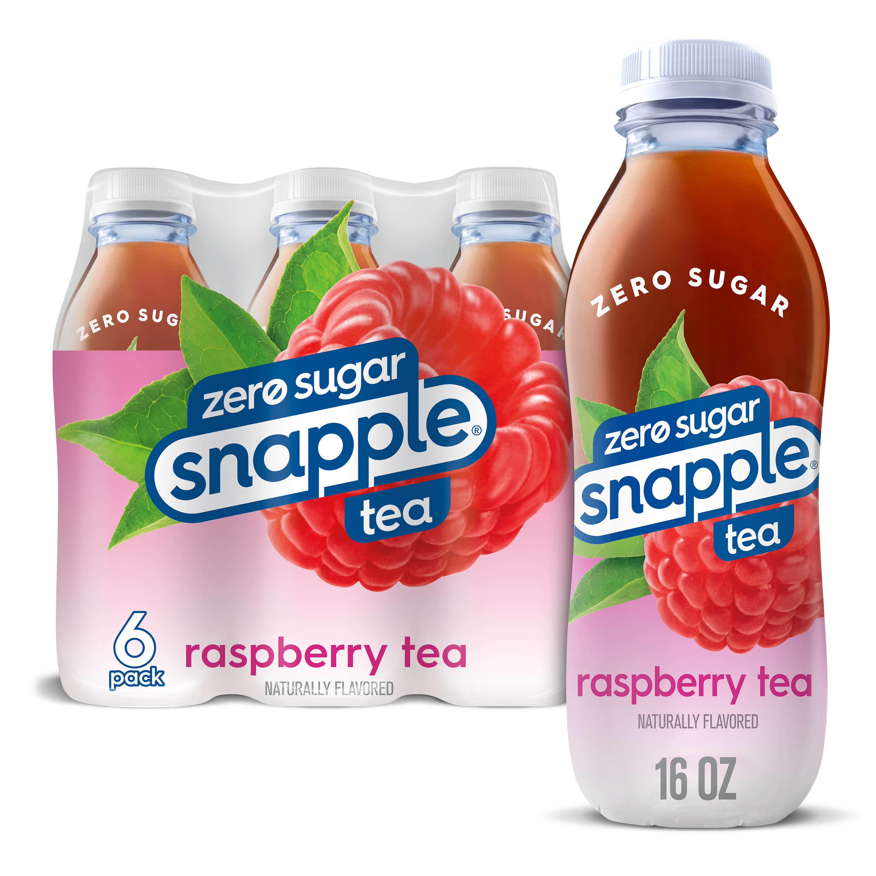 Snapple Zero Sugar Raspberry Tea, 16 fl oz recycled plastic bottle