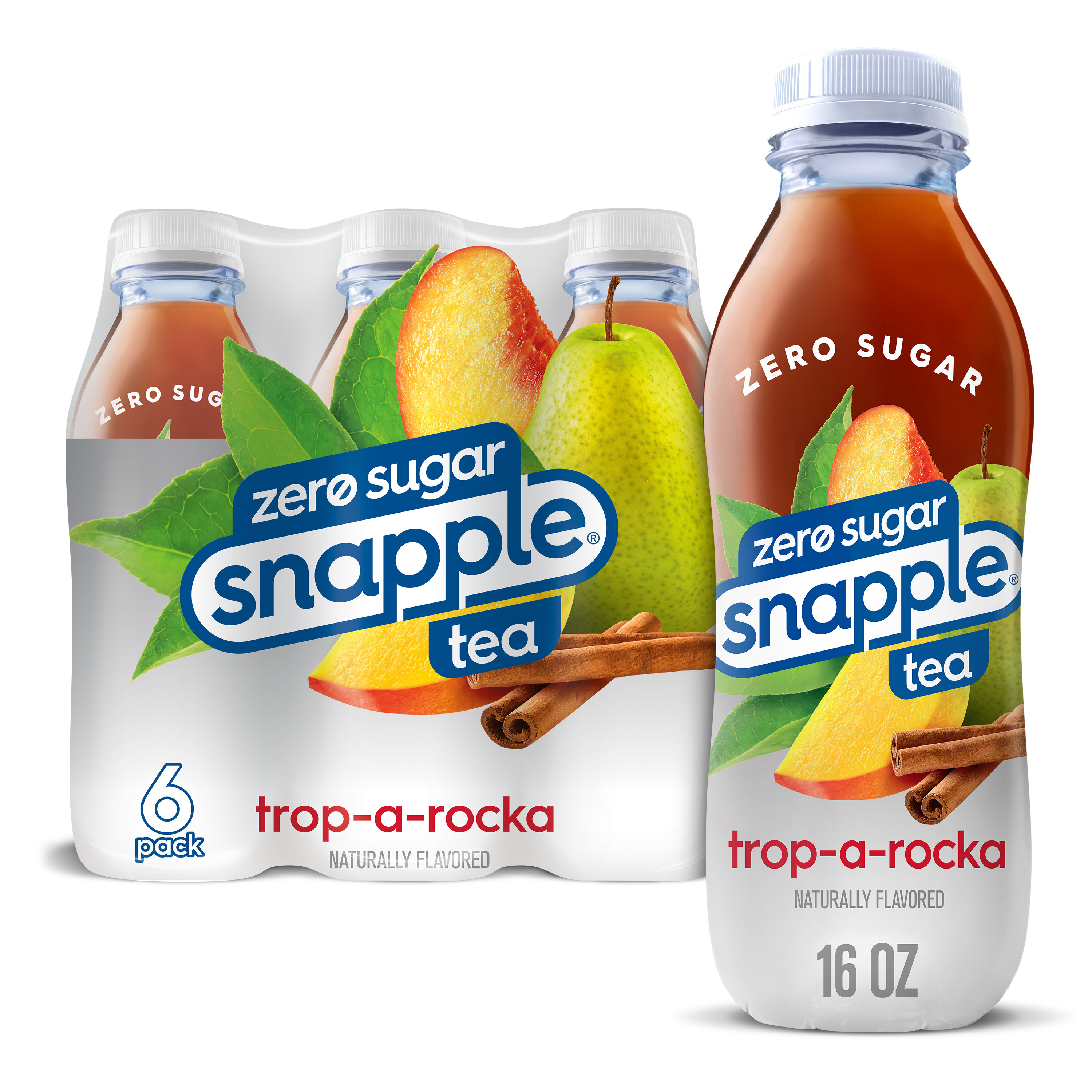 Snapple Zero Sugar Trop-a-Rocka Tea, 16 fl oz recycled plastic