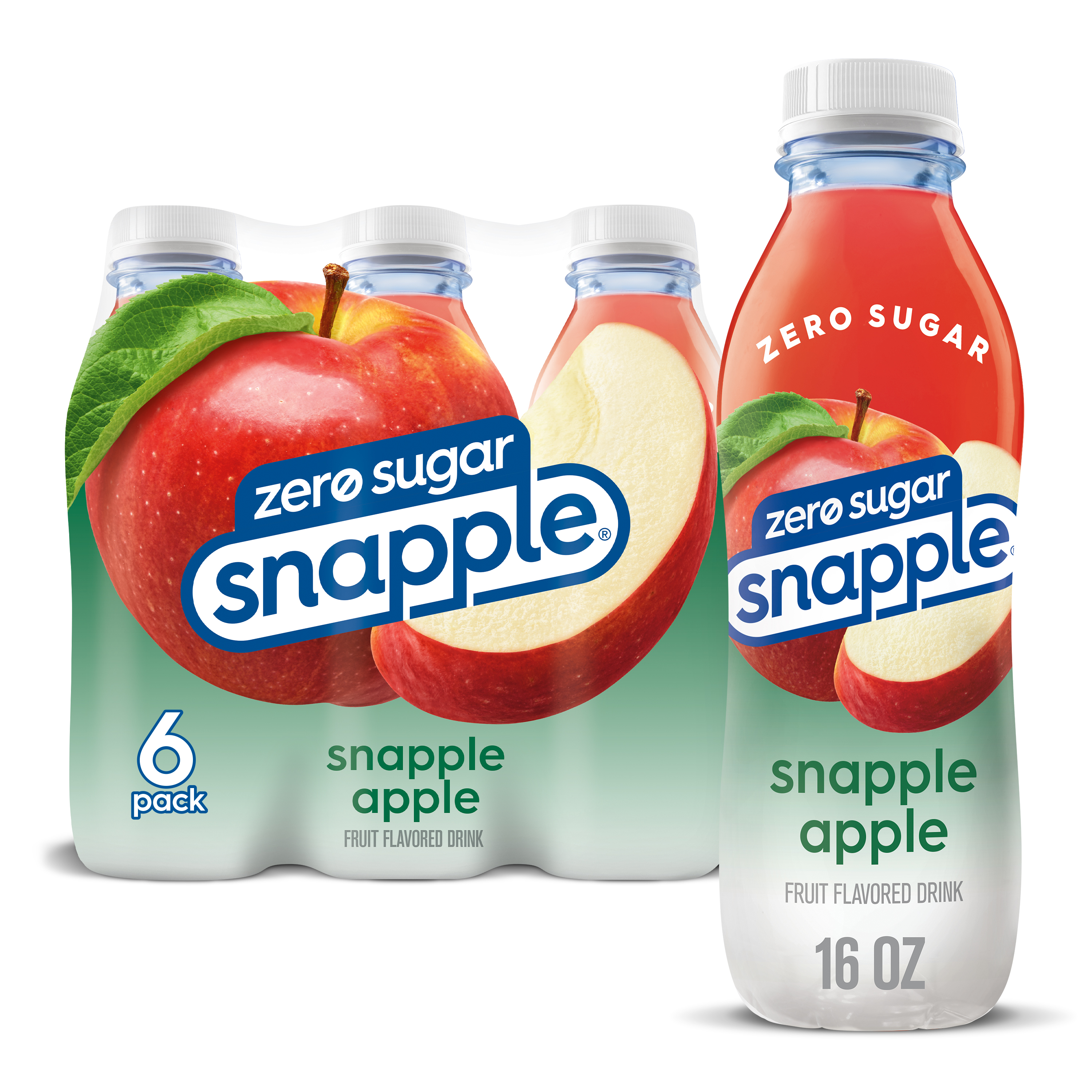 Snapple Apple Zero Sugar Flavored Juice Drink, 16 fl oz recycled