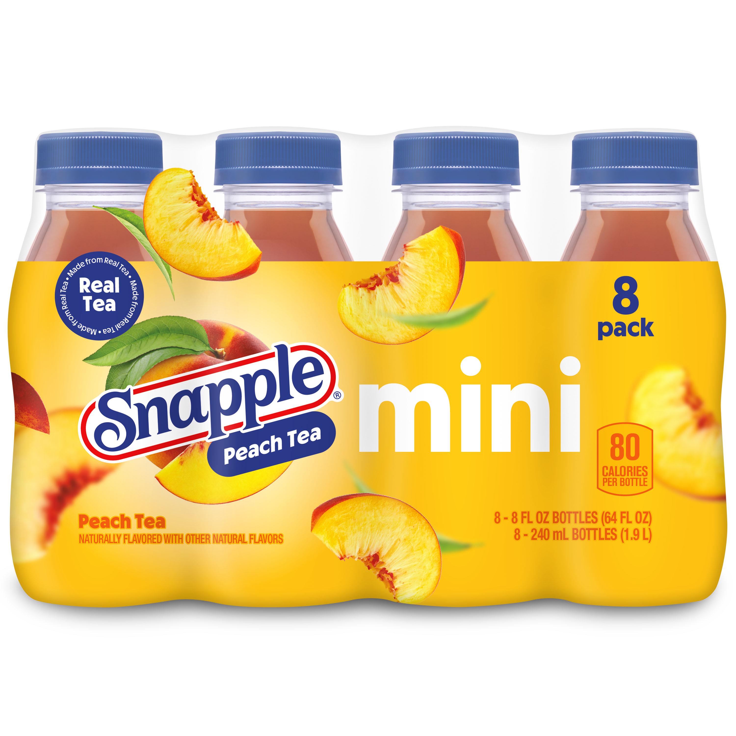 Snapple Peach Tea, 8 fl oz recycled plastic bottle, 8 pack | Giant