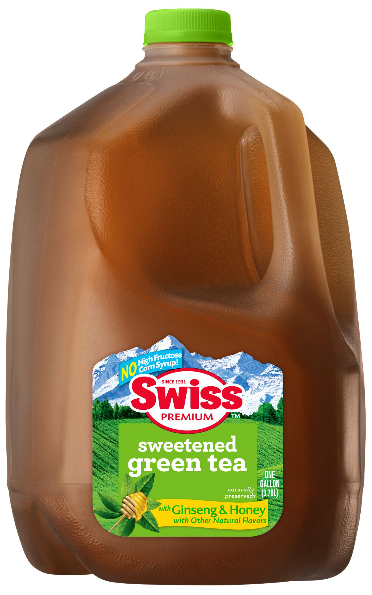 Swiss Premium Green Tea with Ginseng & Honey - 1 Gallon Plastic