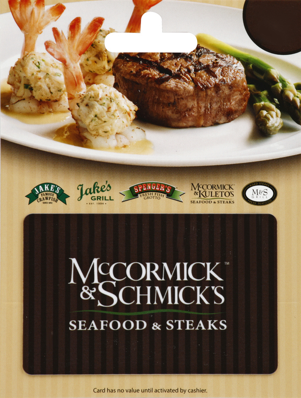 McCormick Schmicks Gift Card, $50 Giant Eagle Because It