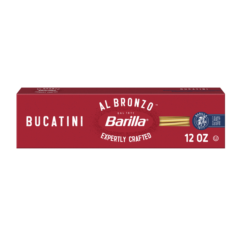 Barilla Al Bronzo Bucatini Pasta, Bronze Cut Pasta Created from a
