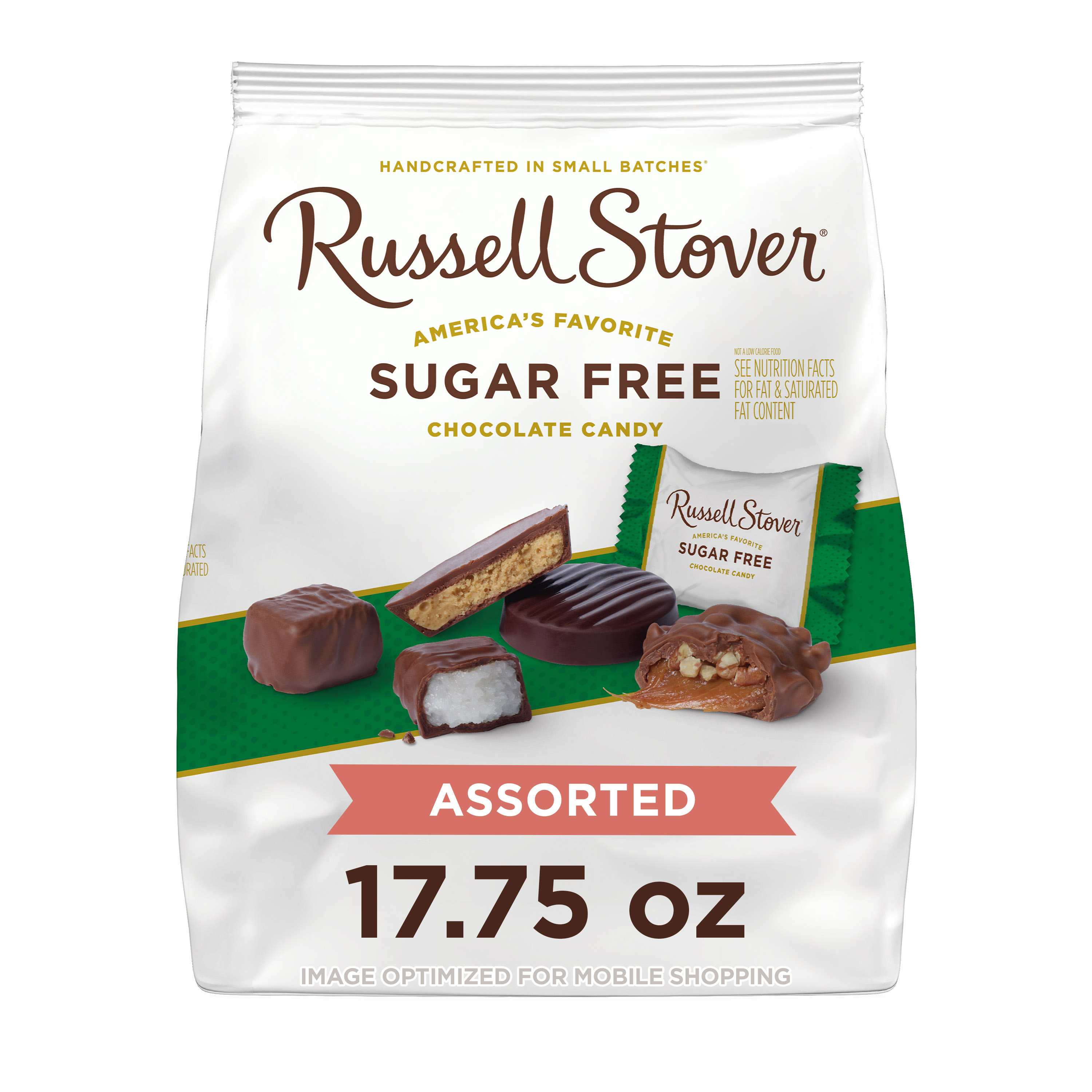 RUSSELL STOVER Sugar Free Assorted Chocolate Candy, 17.75 oz. bag
