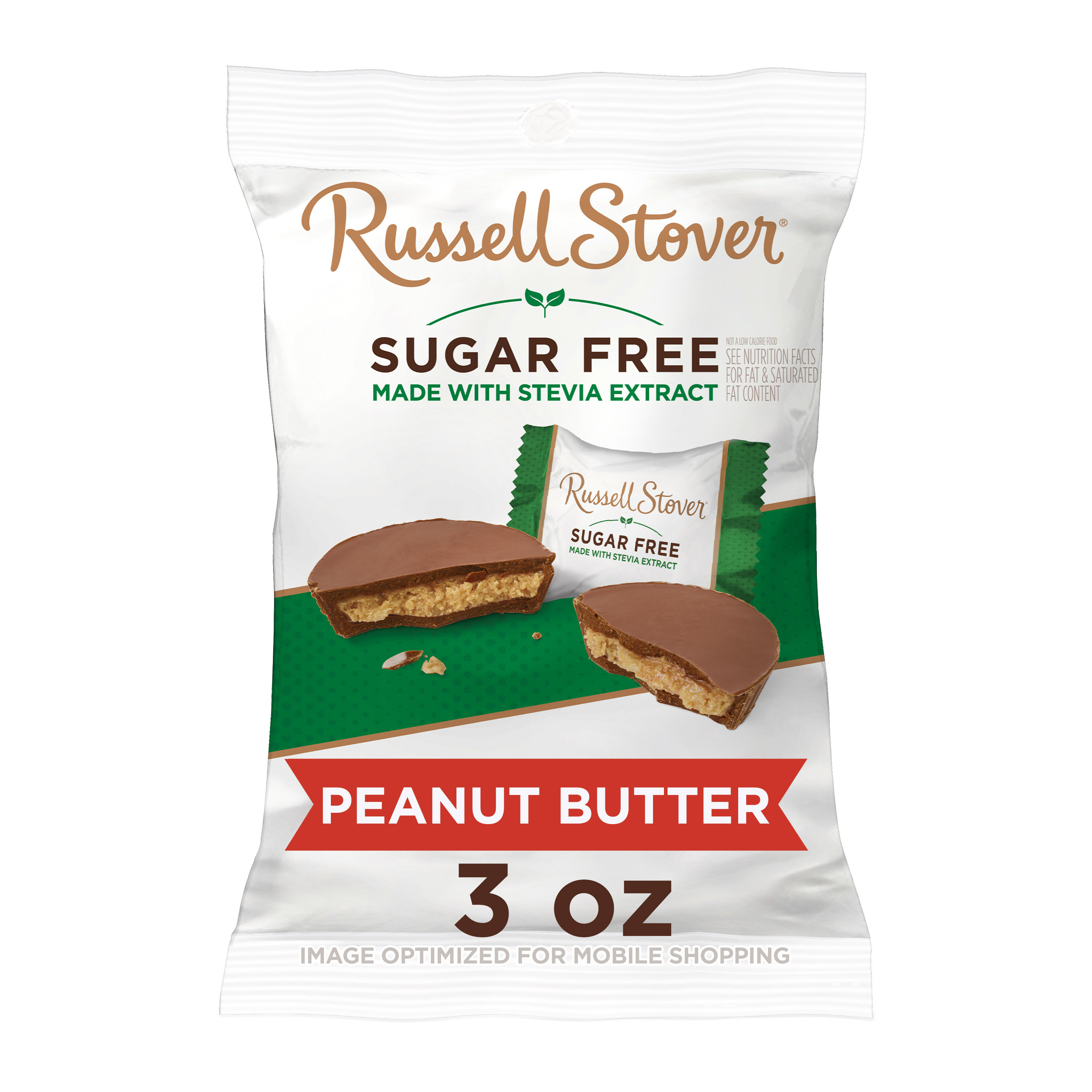 RUSSELL STOVER Sugar Free Peanut Butter Cup Chocolate Candy, 3 oz