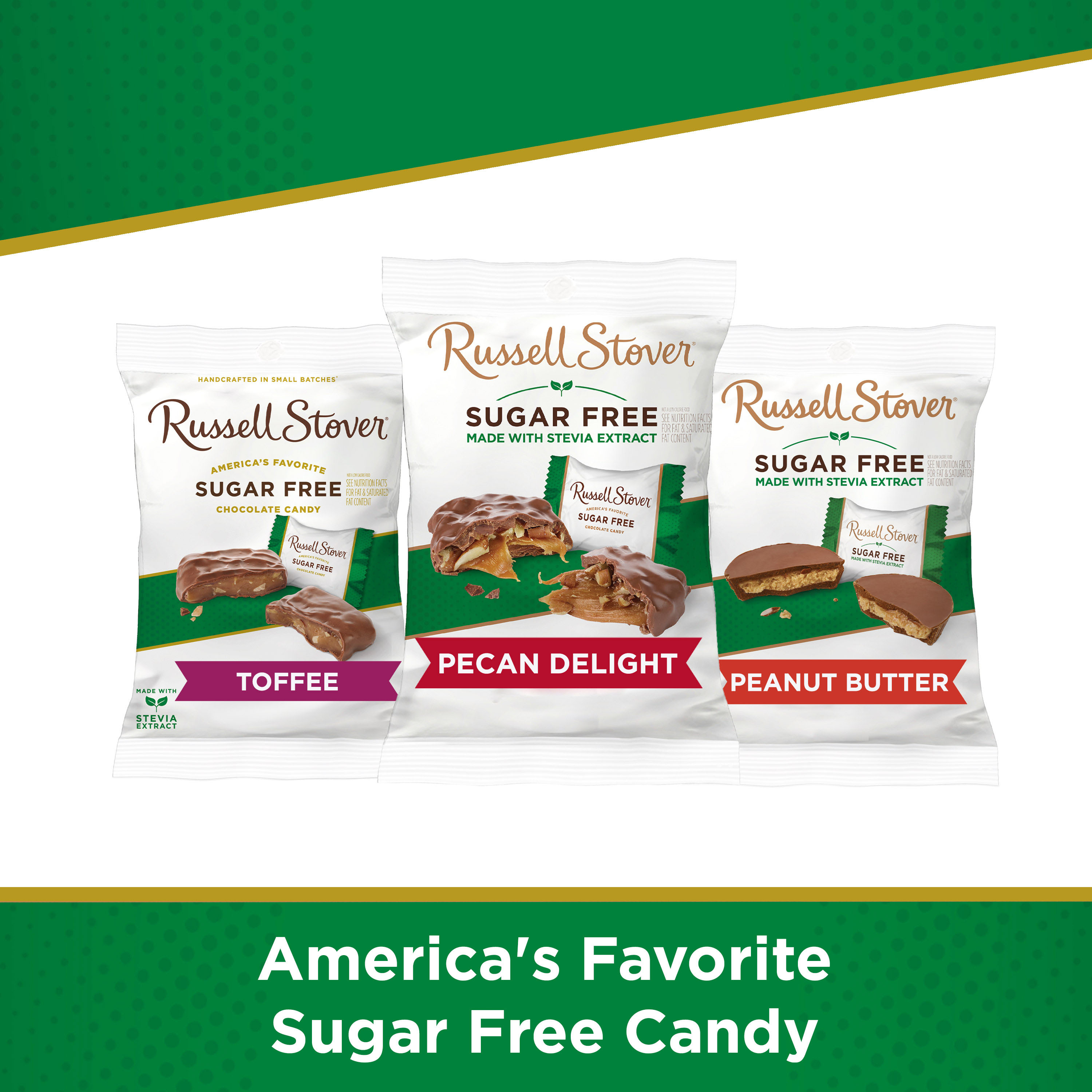 RUSSELL STOVER Sugar Free Pecan Delight Chocolate Candy, 3 oz. bag