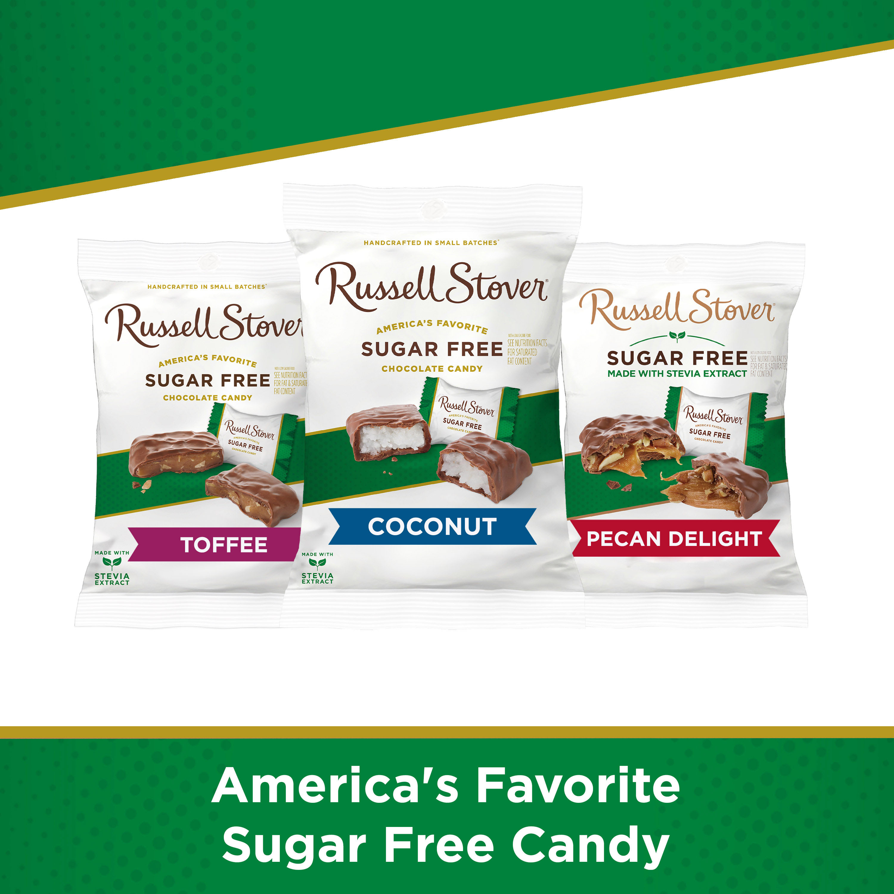 RUSSELL STOVER Sugar Free Coconut Chocolate Candy, 3 oz. bag (6