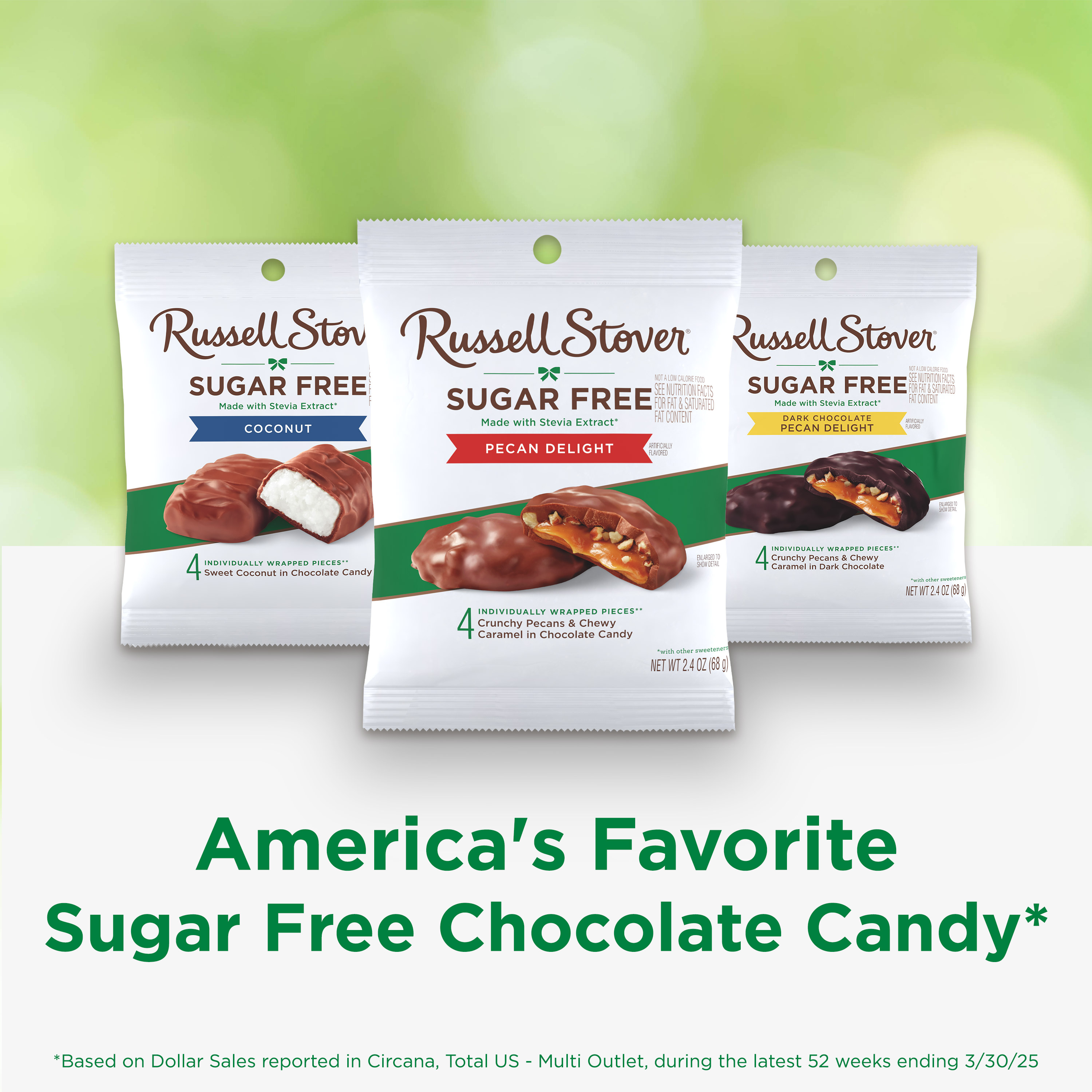 RUSSELL STOVER Sugar Free Pecan Delight Chocolate Candy, 2.4 oz