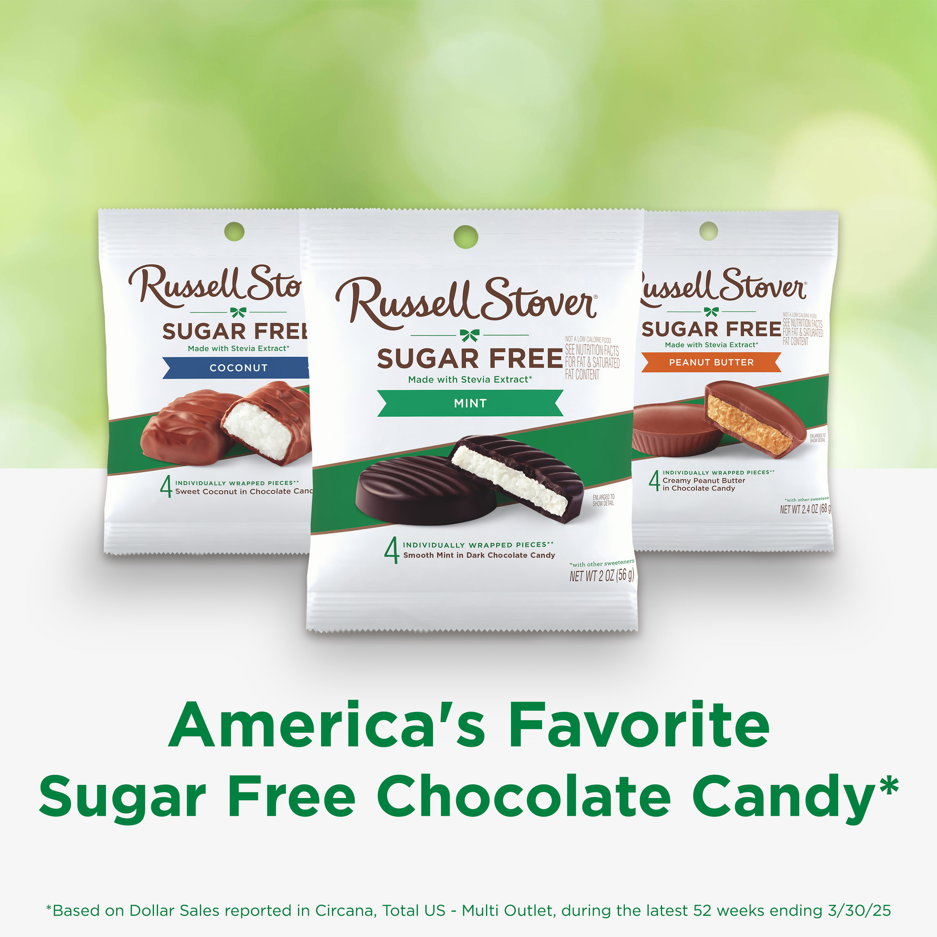 RUSSELL STOVER Sugar Free Dark Chocolate Mint Patties Candy, 2 oz