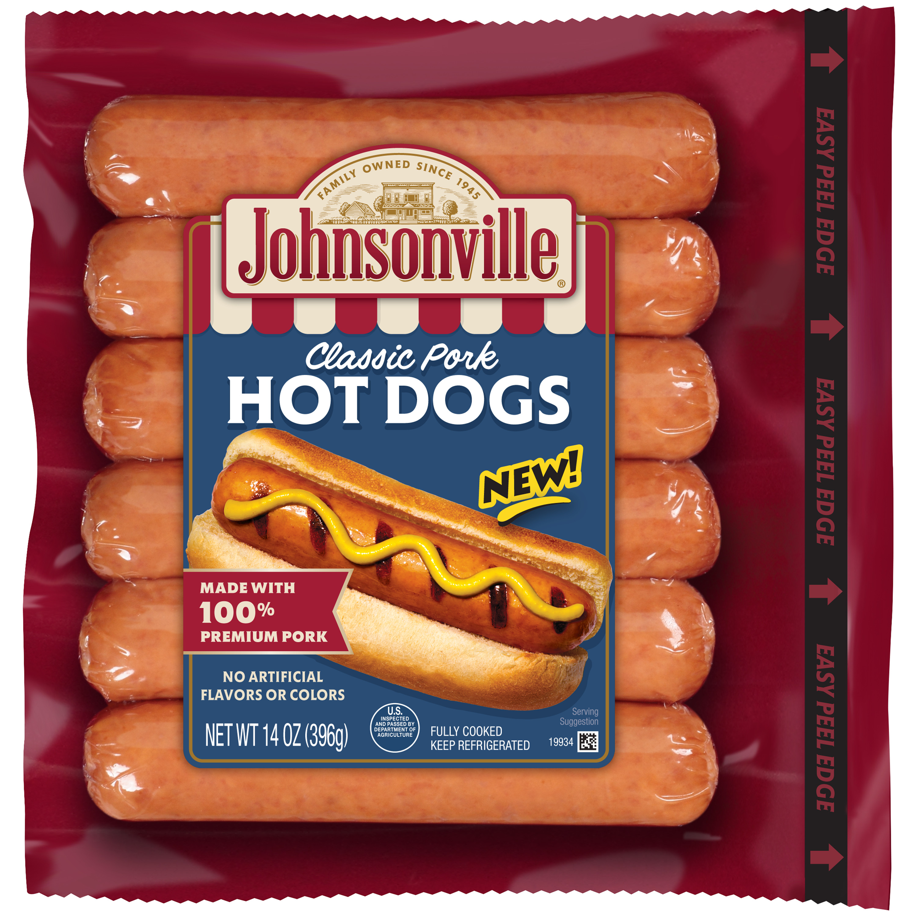 Johnsonville Fully Cooked Pork Hot Dogs 14oz package Giant Eagle