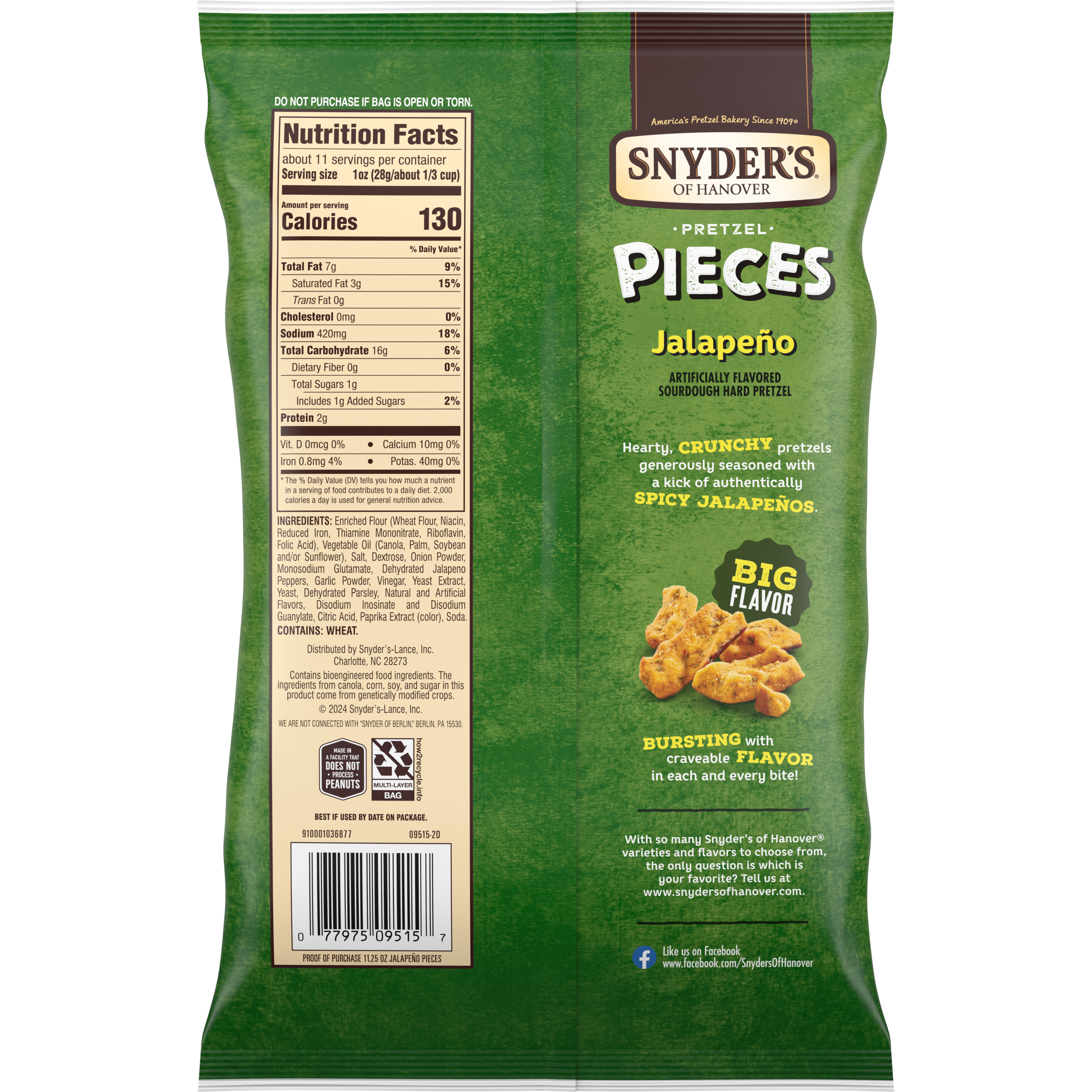 Snyder's of Hanover Jalapeño Flavored Pretzel Pieces, 11.25 Oz
