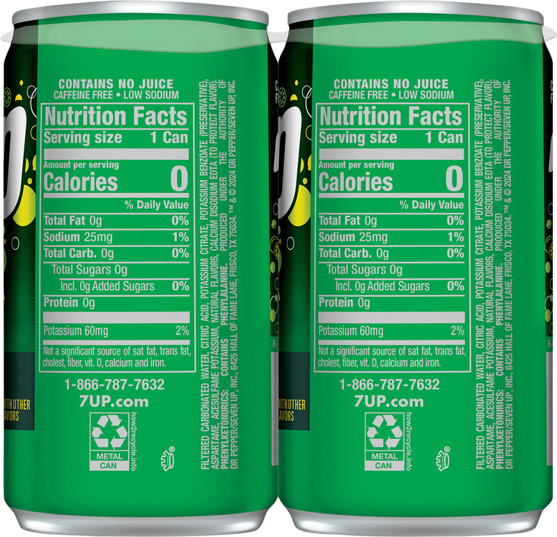 7UP Zero Sugar Lemon Lime Soda, 7.5 fl oz cans, 6 pack | Giant