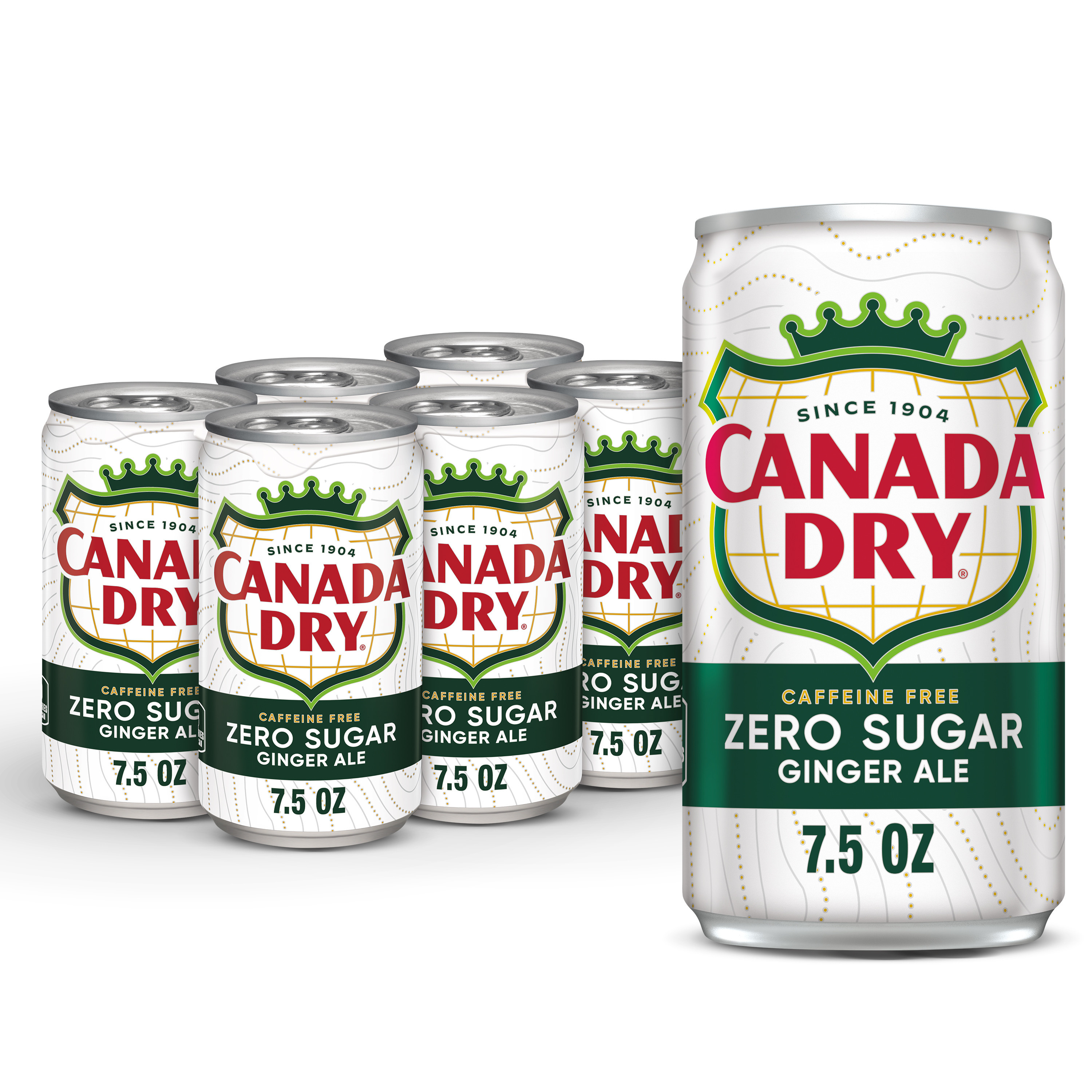 Canada Dry Zero Sugar Ginger Ale Soda, 7.5 fl oz cans, 6 pack