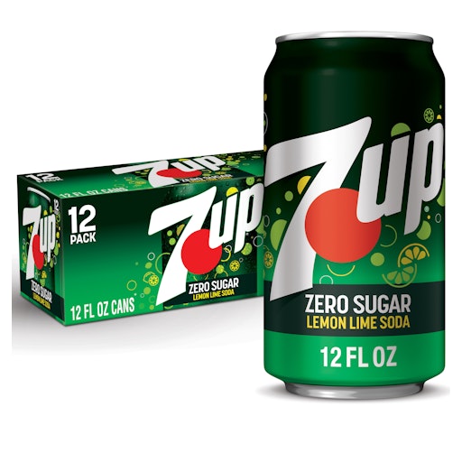 7UP Zero Sugar Lemon Lime Soda, 12 fl oz cans, 12 pack Giant