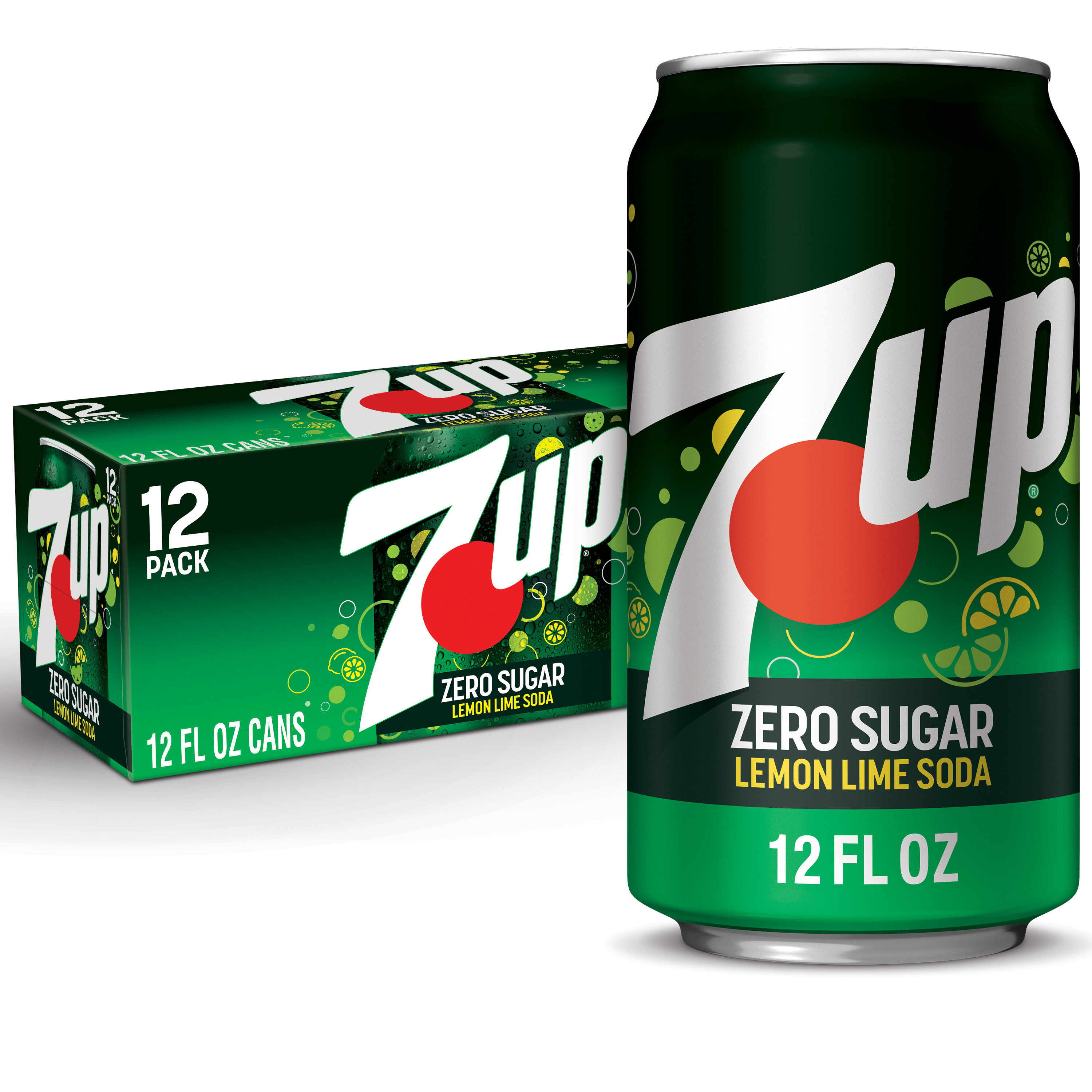 7UP Cherry Flavored Zero Sugar Soda, 12 fl oz cans, 12 pack