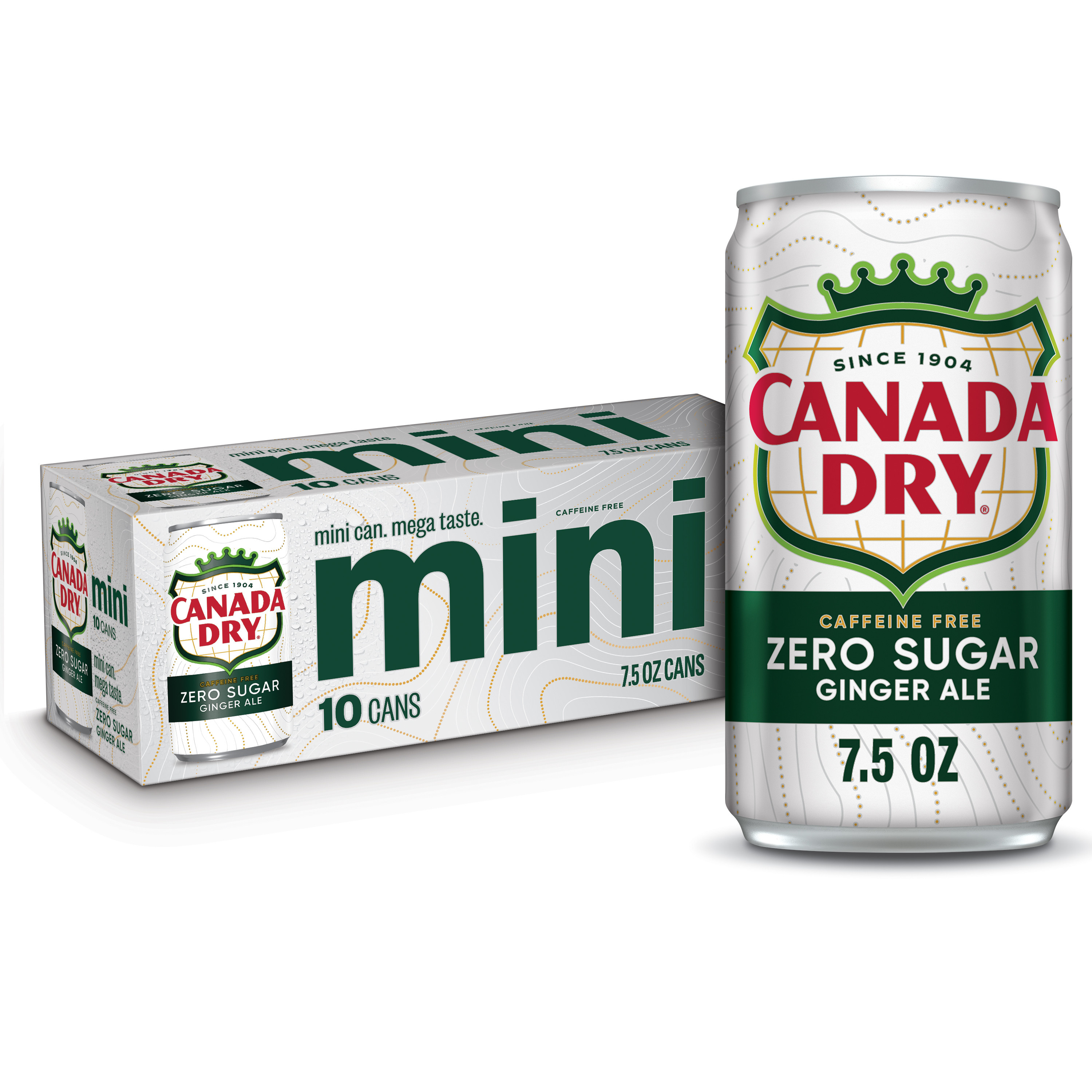 Canada Dry Zero Sugar Ginger Ale Soda, 7.5 fl oz mini cans, 10
