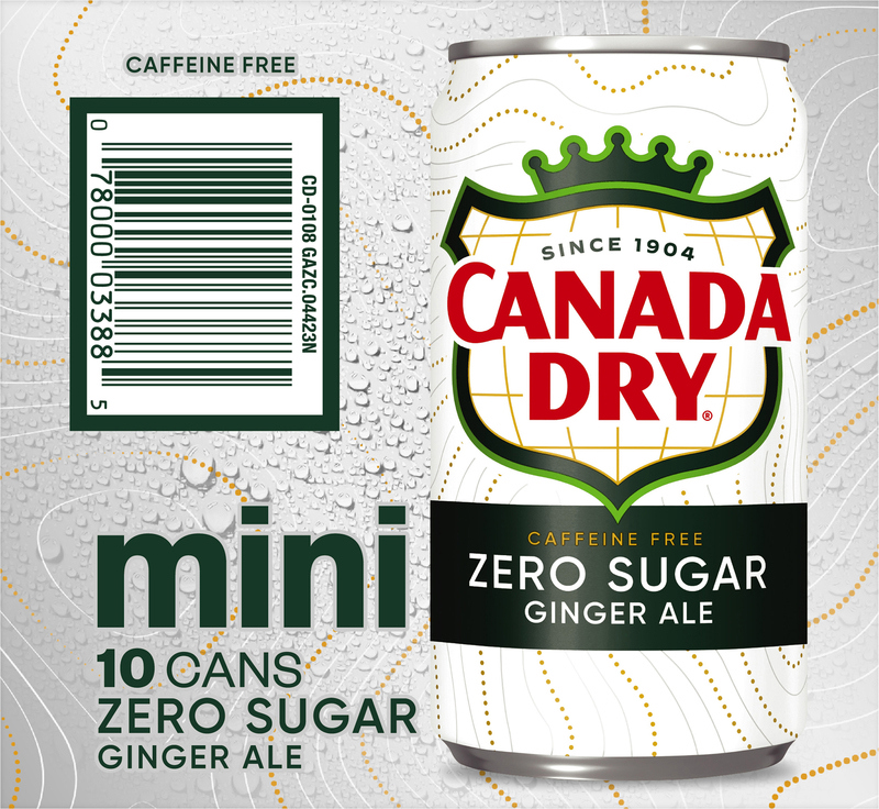 Canada Dry Zero Sugar Ginger Ale Soda, 7.5 fl oz mini cans, 10