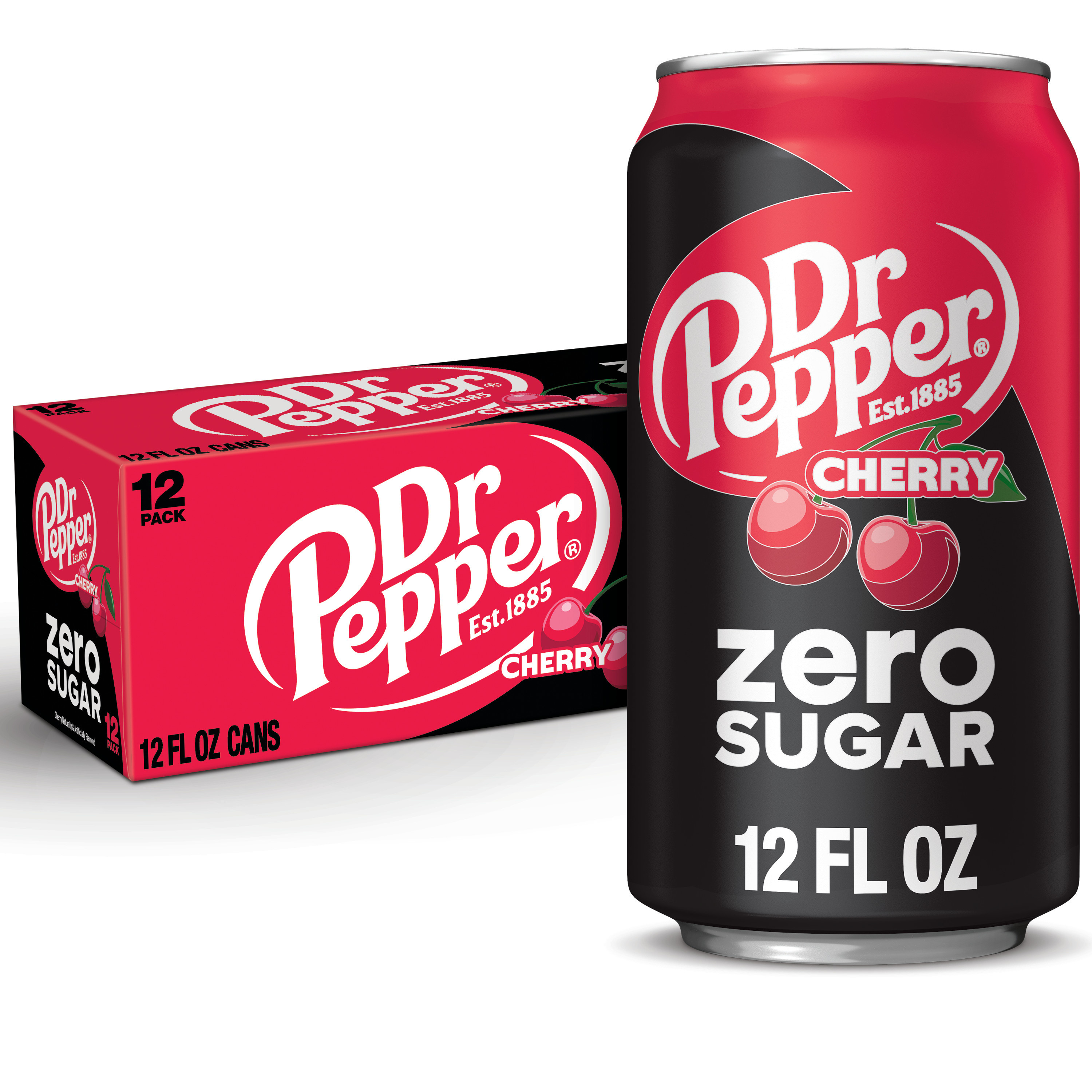 Dr Pepper Cherry Zero Sugar Soda, 12 fl oz cans, 12 pack | Giant