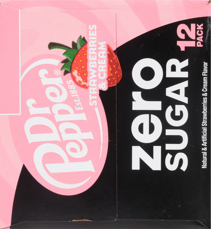 Dr Pepper Strawberries and Cream Zero Sugar Soda, 12 fl oz cans