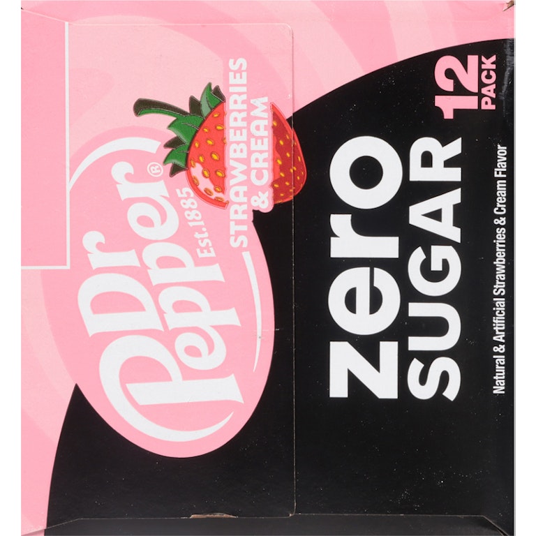 Dr Pepper Strawberries and Cream Zero Sugar Soda, 12 fl oz cans Dr Pepper Strawberries and Cream Zero Sugar Soda, 12 fl oz cans