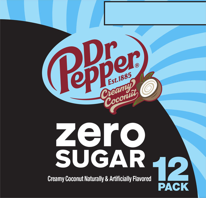 Dr Pepper Zero Sugar Creamy Coconut Soda, 12 fl oz cans, 12 Pack