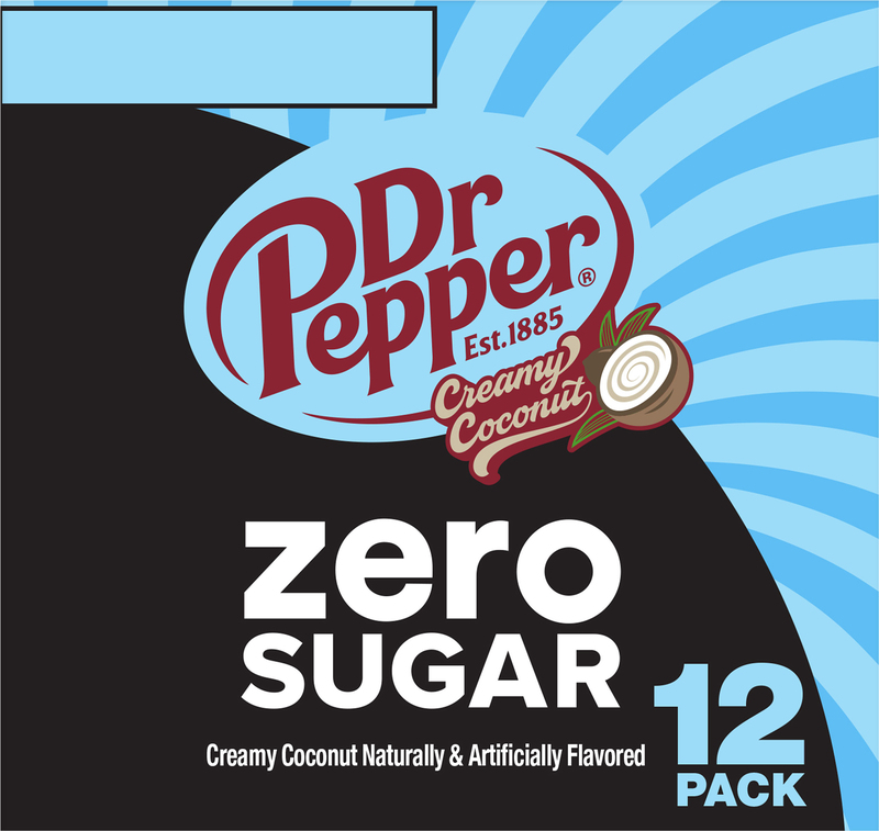 Dr Pepper Zero Sugar Creamy Coconut Soda, 12 fl oz cans, 12 Pack