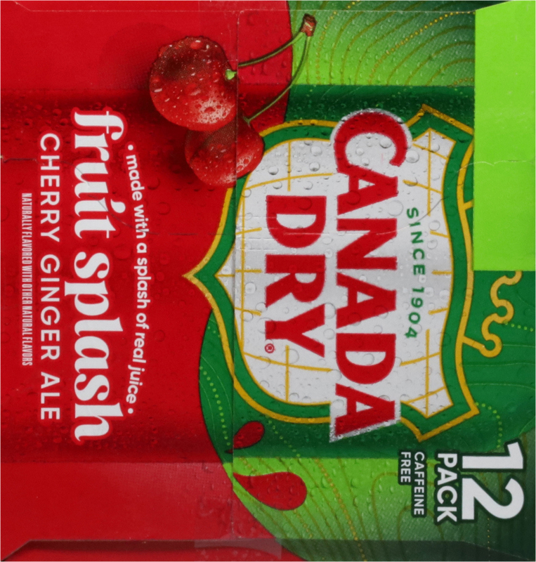 Canada Dry Fruit Splash Cherry Ginger Ale Soda, 12 fl oz cans, 12