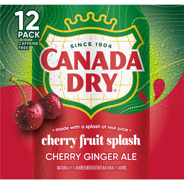 Canada Dry Fruit Splash Cherry Ginger Ale Soda, 12 fl oz cans, 12 Canada Dry Fruit Splash Cherry Ginger Ale Soda, 12 fl oz cans, 12
