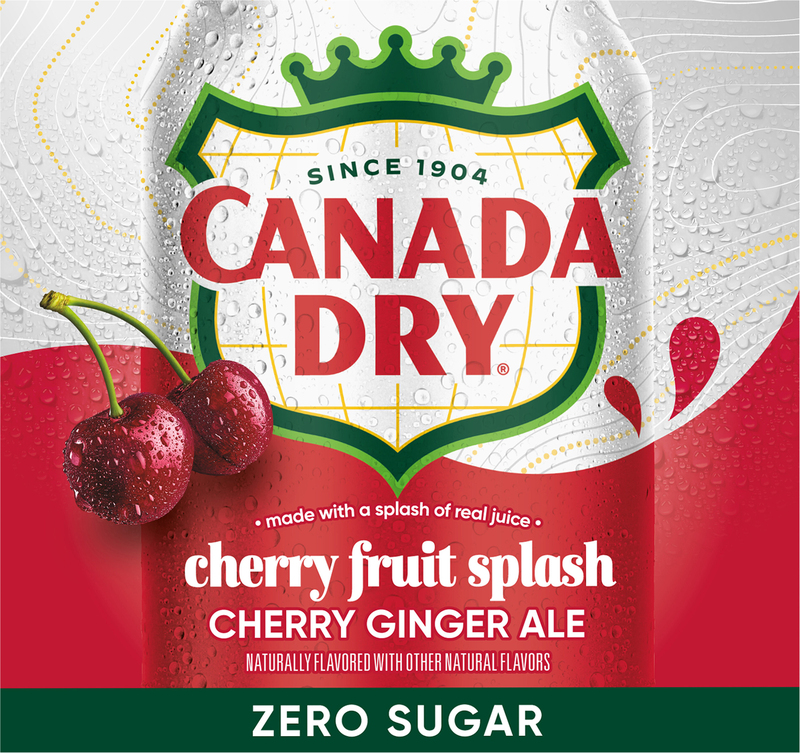 Canada Dry Fruit Splash Cherry Ginger Ale Zero Sugar Soda, 12 fl