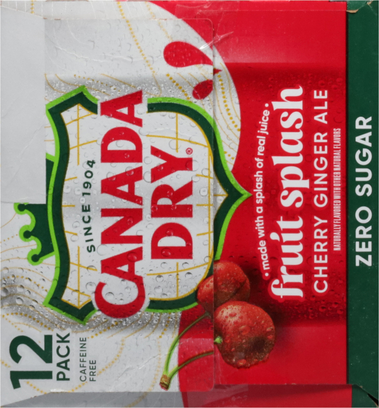 Canada Dry Fruit Splash Cherry Ginger Ale Zero Sugar Soda, 12 fl