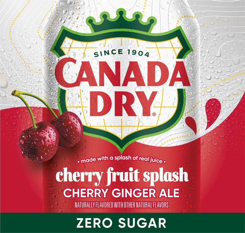 Canada Dry Fruit Splash Cherry Ginger Ale Zero Sugar Soda, 12 fl
