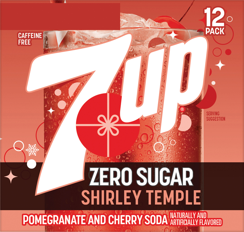 7-UP Soda, Zero Sugar, Shirley Temple, Pomegranate and Cherry, 12