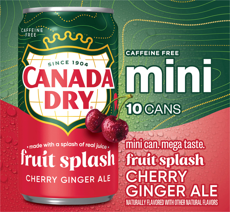 Canada Dry Cherry Ginger Ale, Caffeine Free, Fruit Splash, Mini