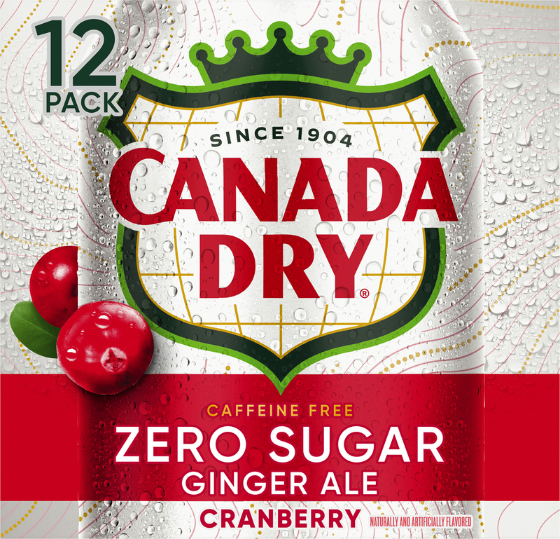 Canada Dry Zero Sugar Cranberry Ginger Ale Soda, 12 fl oz cans, 12
