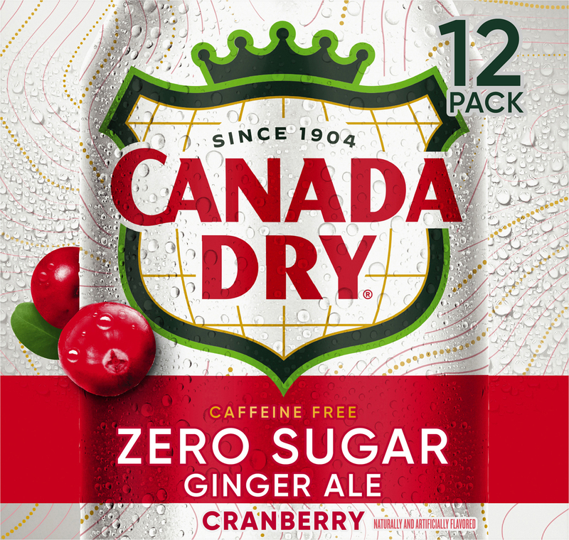 Canada Dry Zero Sugar Cranberry Ginger Ale Soda, 12 fl oz cans, 12