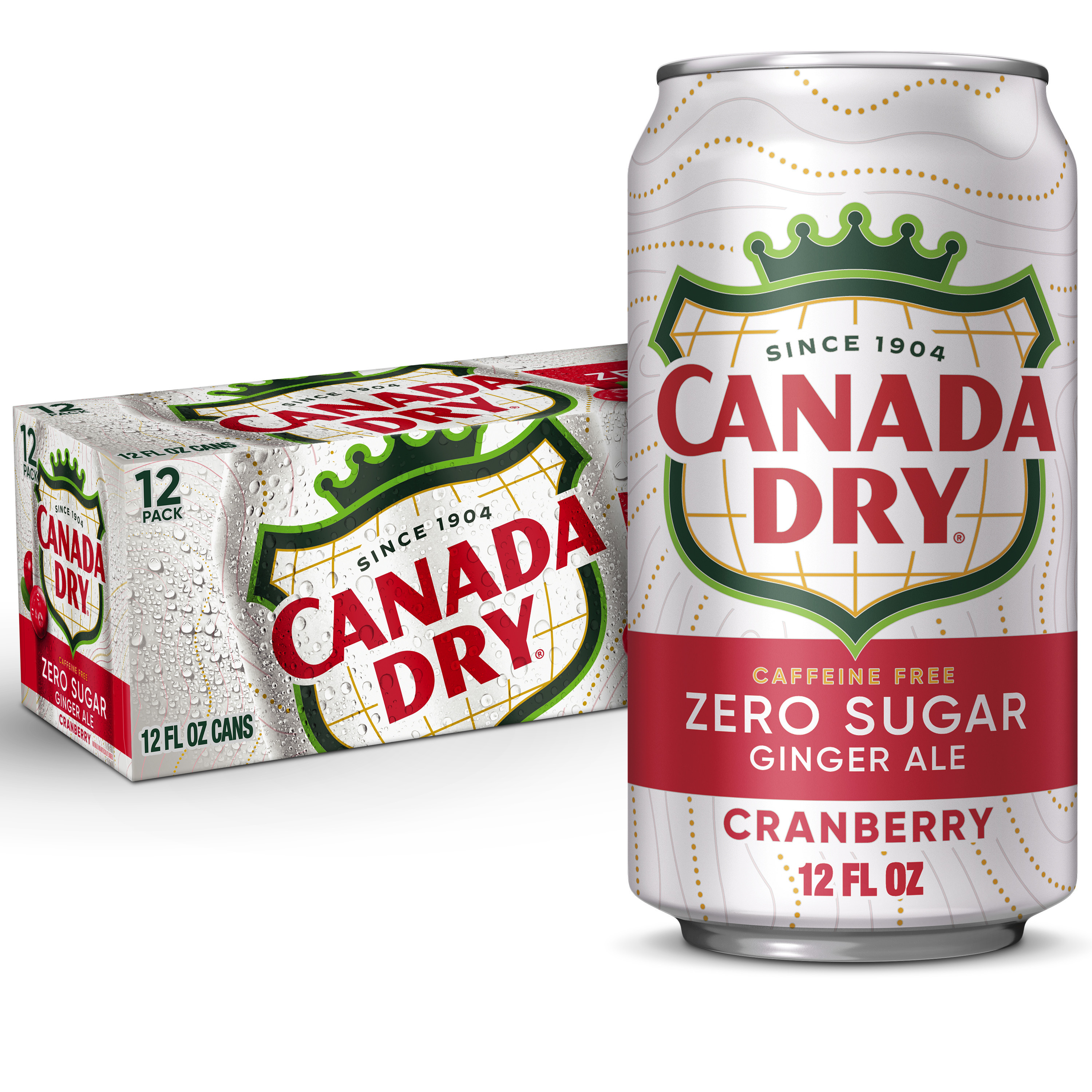 Canada Dry Zero Sugar Cranberry Ginger Ale Soda, 12 fl oz cans, 12