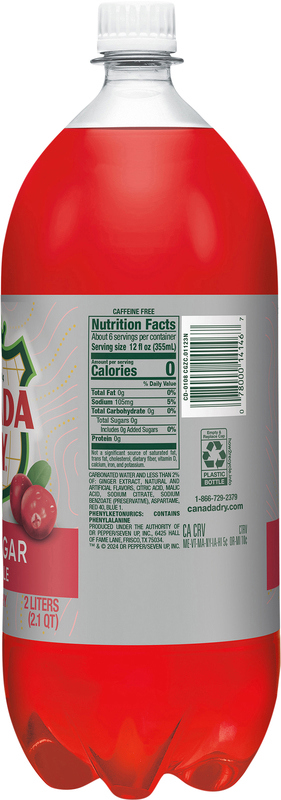 Canada Dry Zero Sugar Cranberry Ginger Ale Soda, 2 L bottle