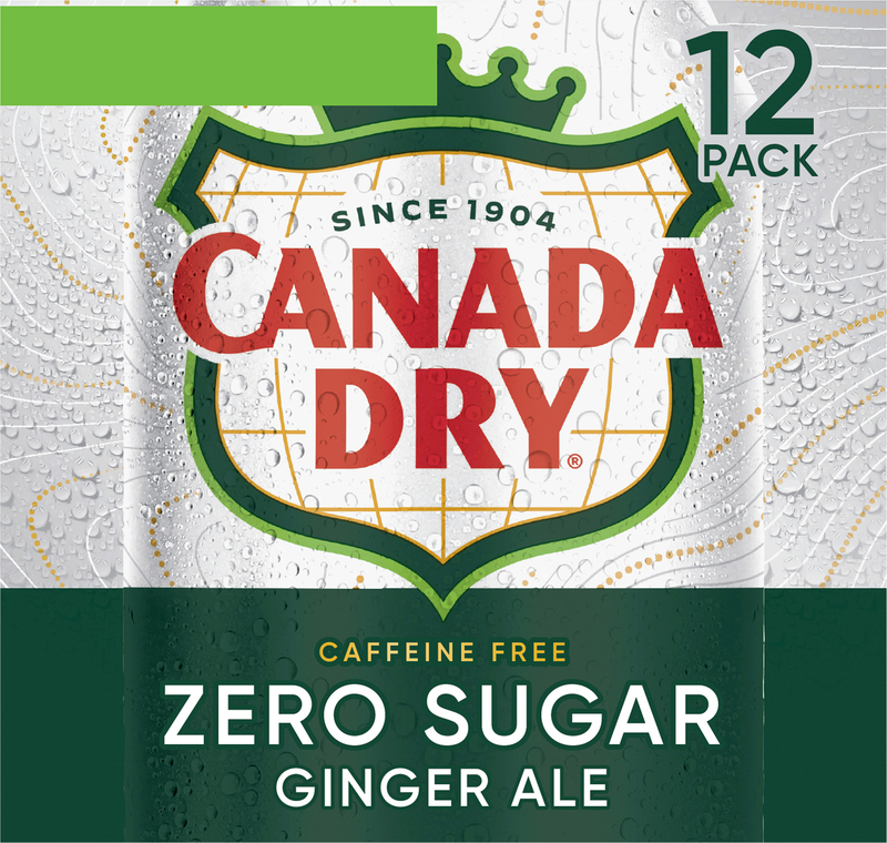 Canada Dry Zero Sugar Ginger Ale Soda, 12 fl oz cans, 12 pack