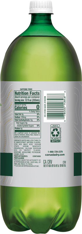 Canada Dry Zero Sugar Ginger Ale Soda, 2 L bottle | Giant Eagle
