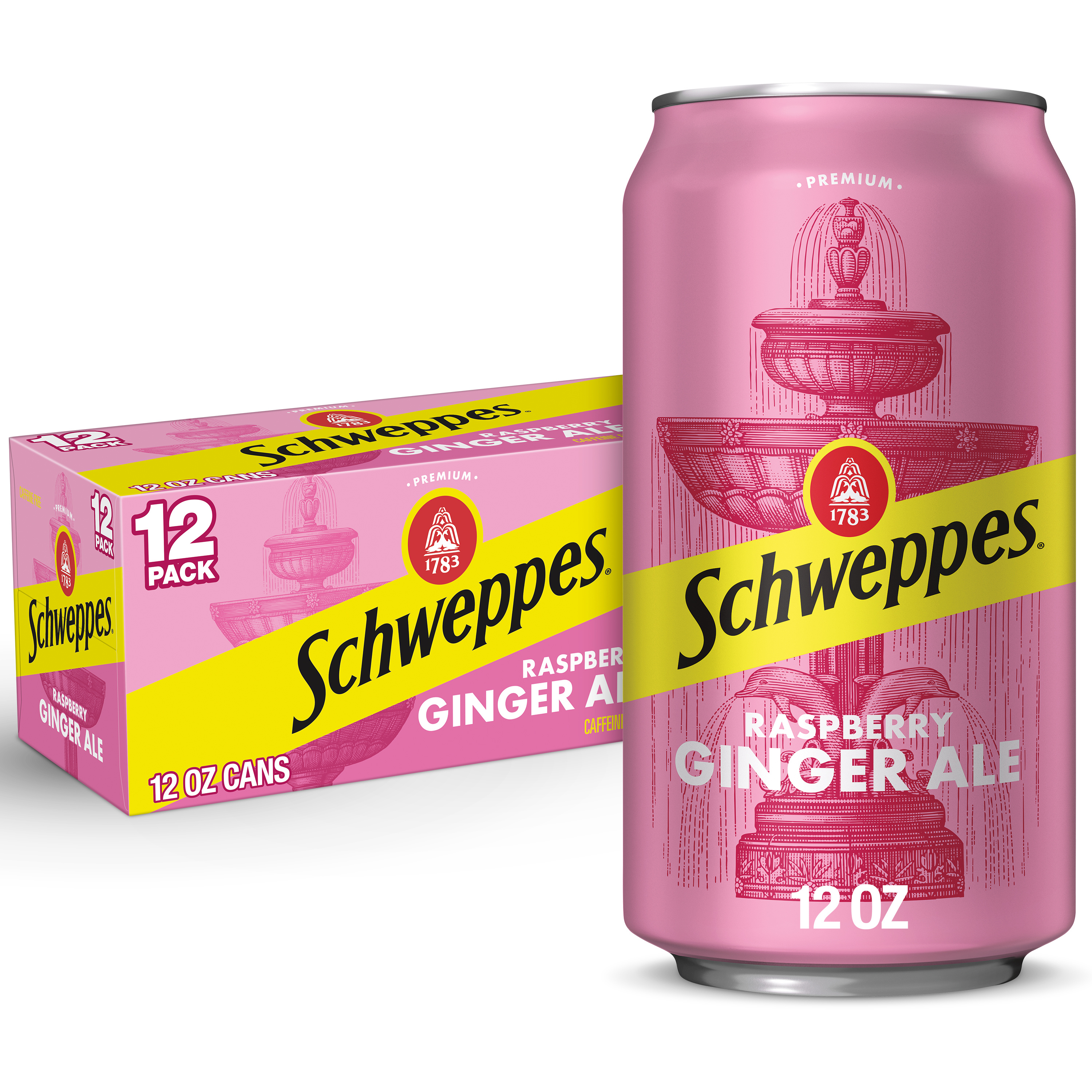 Schweppes Raspberry Ginger Ale Soda, 12 fl oz cans, 12 pack