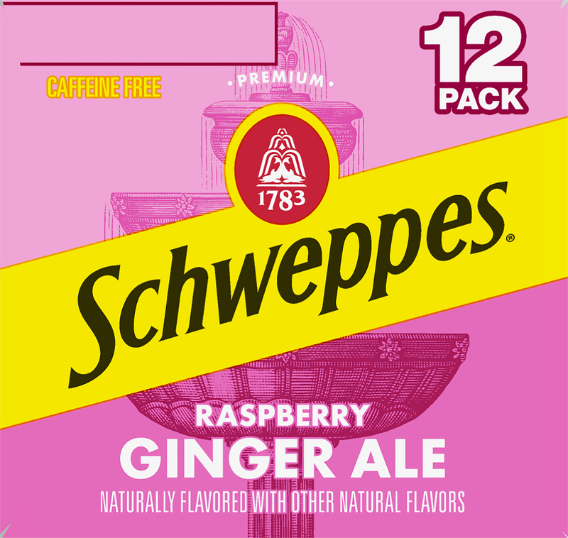 Schweppes Raspberry Ginger Ale Soda, 12 fl oz cans, 12 pack