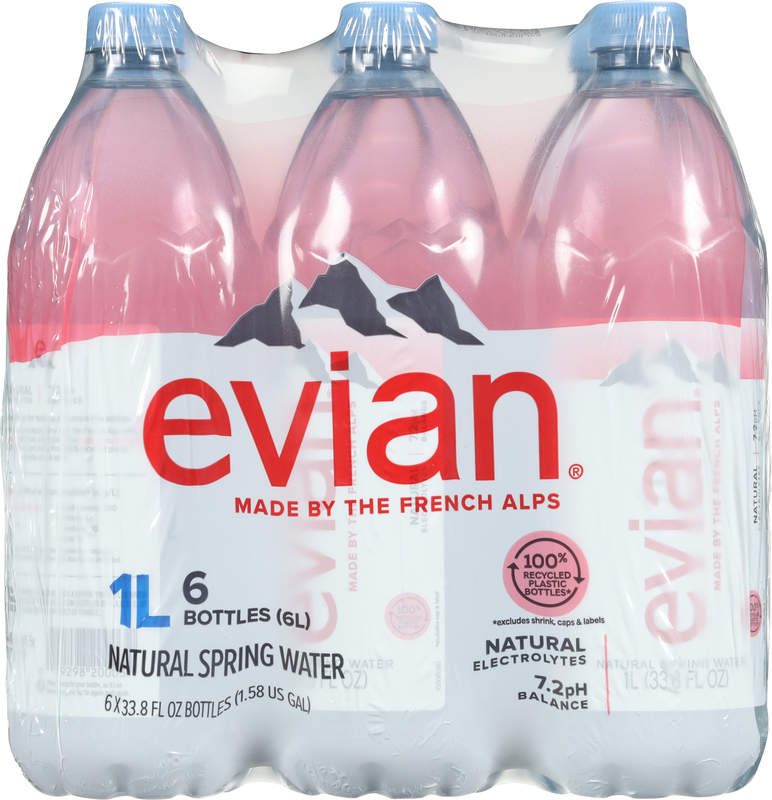 evian Natural Spring Water, 1 L bottles, 6 pack | Giant Eagle