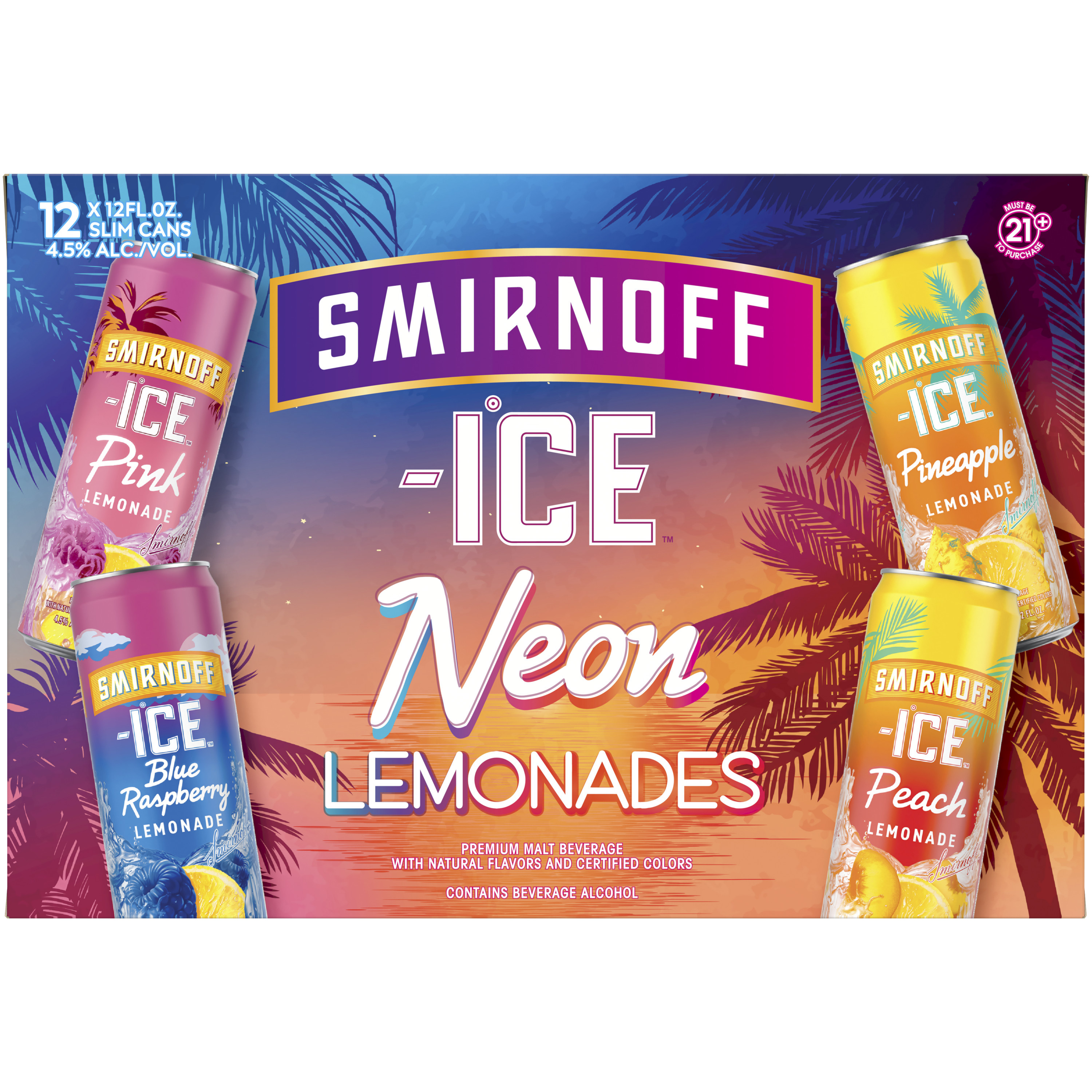 Smirnoff Ice Neon Lemonade Variety Pack, 12 fl oz, 12 Pack Cans